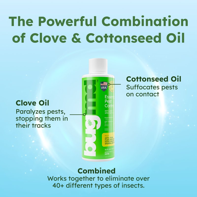 BugMD Pest Control Essential Oil Concentrate (3.7 Oz 2 Pack) - Plant Powered Bug Spray Quick Kills Flies Ants Roaches Mosquitoes And More