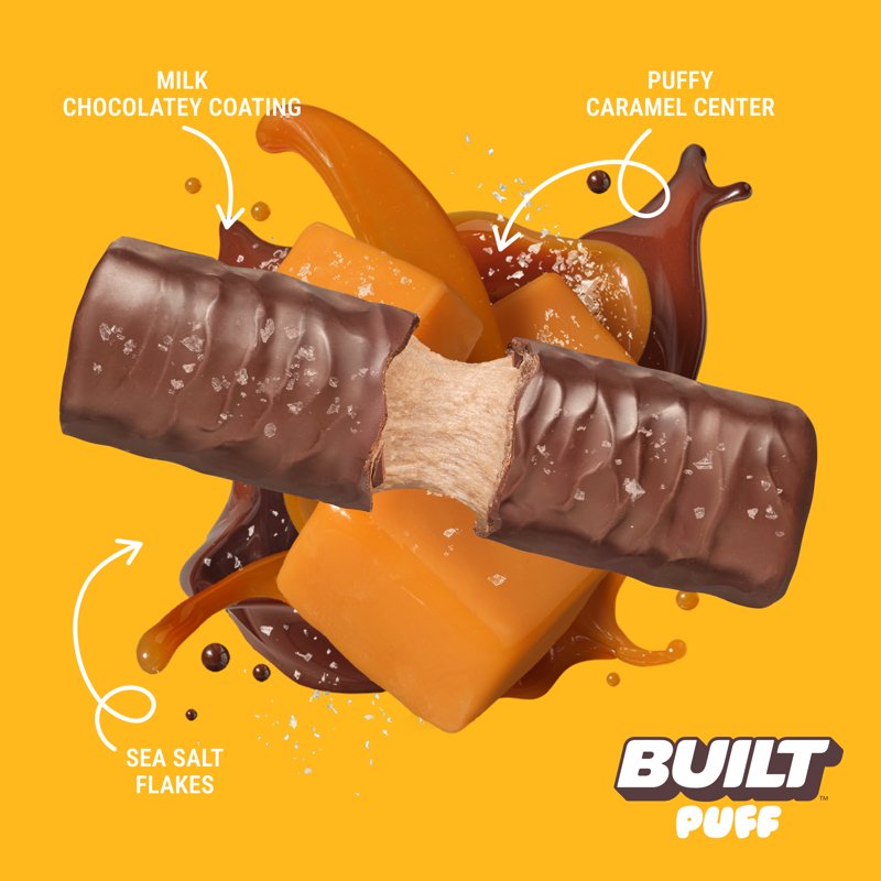 BUILT Bar Puff Protein Bars Salted Caramel Puff High Protein Collagen Gluten Free 12 Count