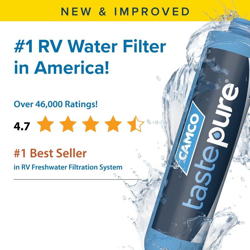 Camco Tastepure RV Water Filter 6-Step Water Filtration - 2-Pack Blue (40045)
