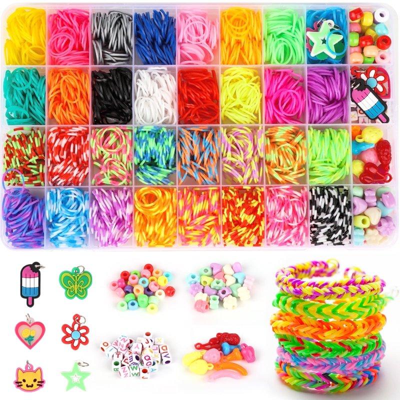 CandWuom 1800+ Rubber Band Bracelet Making Kit Loom Band Loom Bracelet Kit Friendship Bracelet Making Kit For Girls 8-12 Gifts