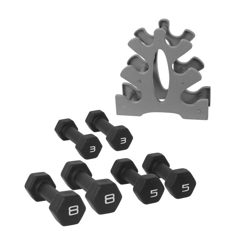 CAP Barbell 32 Lb Neoprene Dumbbell Set With Rack Black