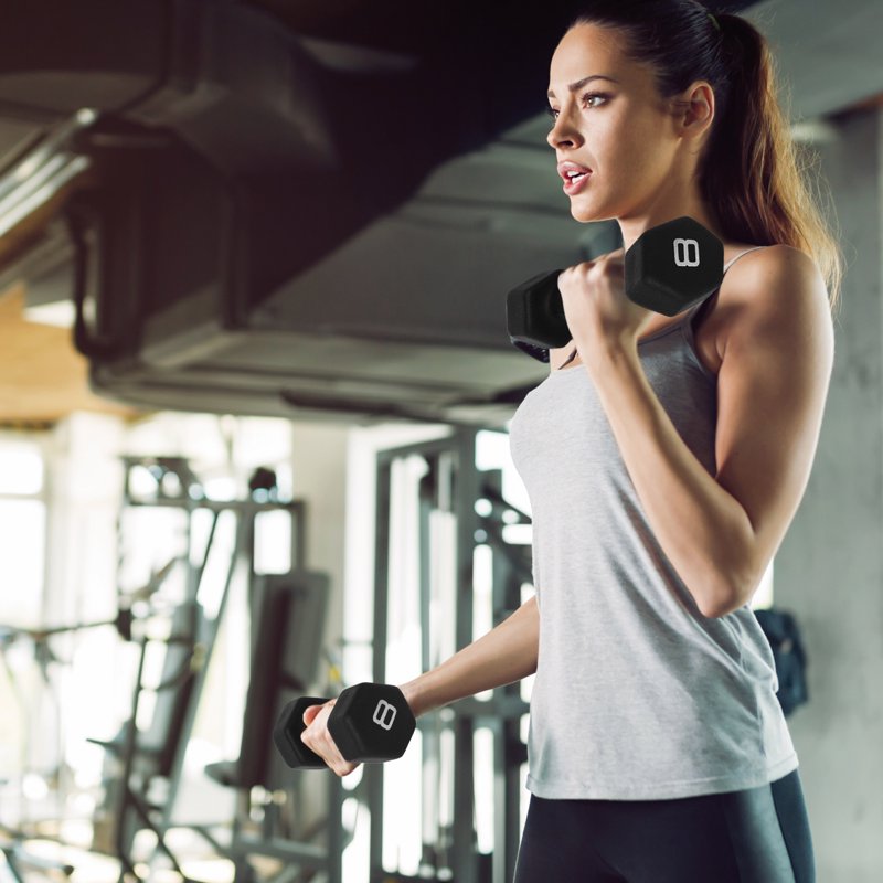 CAP Barbell 32 Lb Neoprene Dumbbell Set With Rack Black