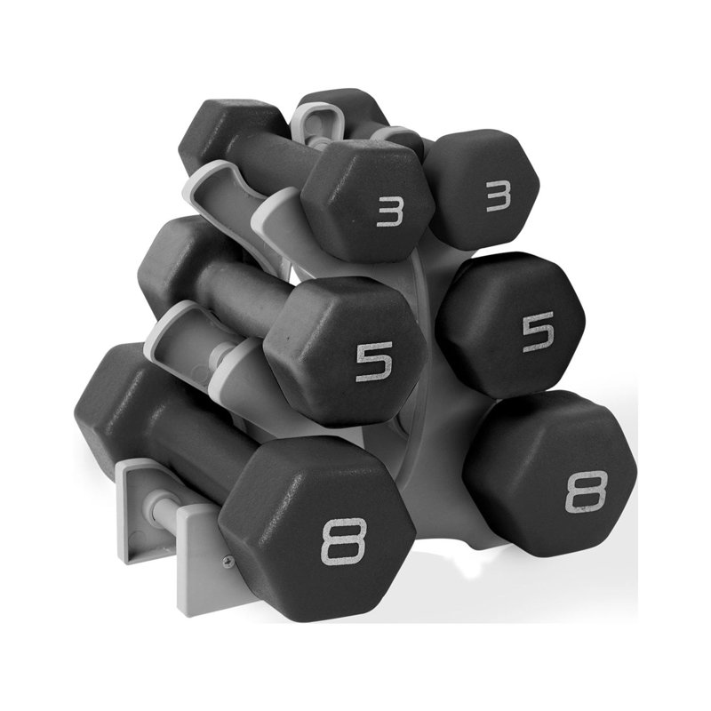 CAP Barbell 32 lb Neoprene Dumbbell Set with Rack Black