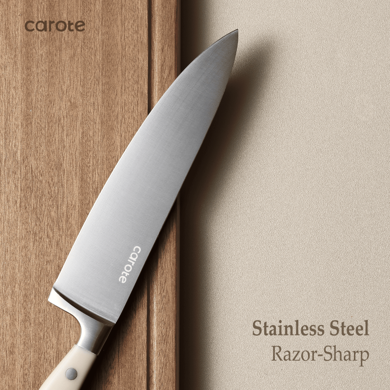 Carote 14 Pcs Knife Set With Wooden Block Stainless Steel Knives With Ergonomic Handle Forged