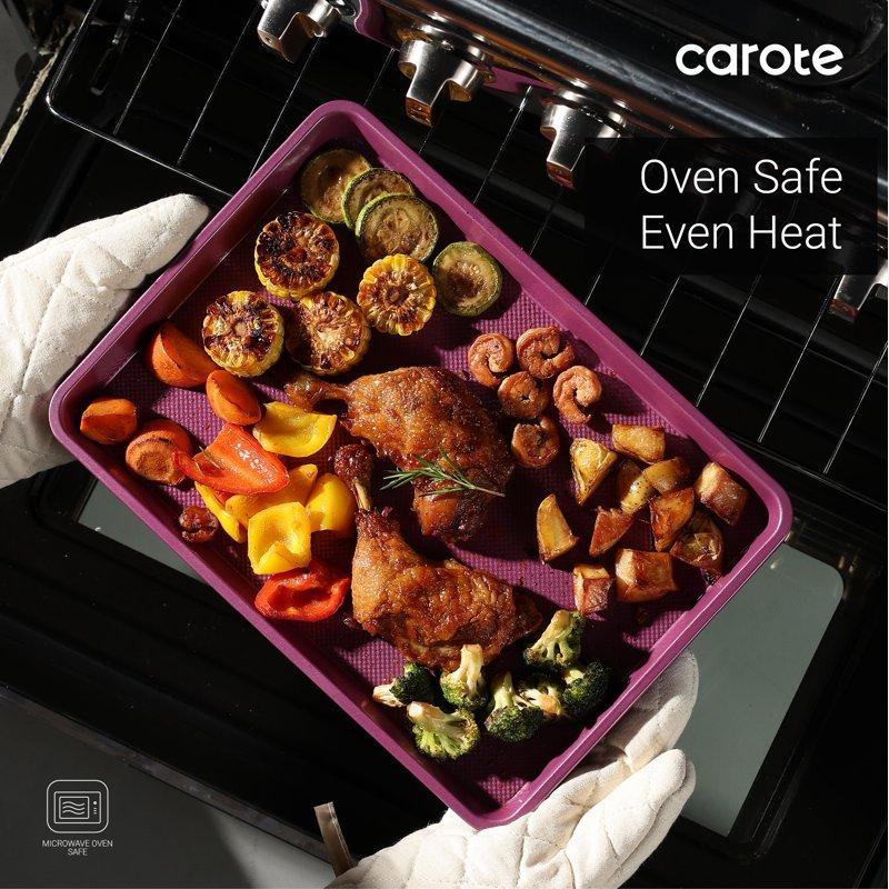 Carote 3-Pc Rectangular Baking Pan Set Bakeware Set Including 13-15-17 Inch Sheet Pan Royal Violet
