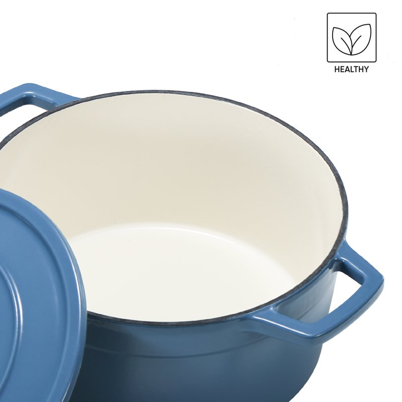 Carote 5QT Enamel Cast Iron Dutch Oven Pot For Sourdough Bread Stew Roast Easy Cleaning Bluestone