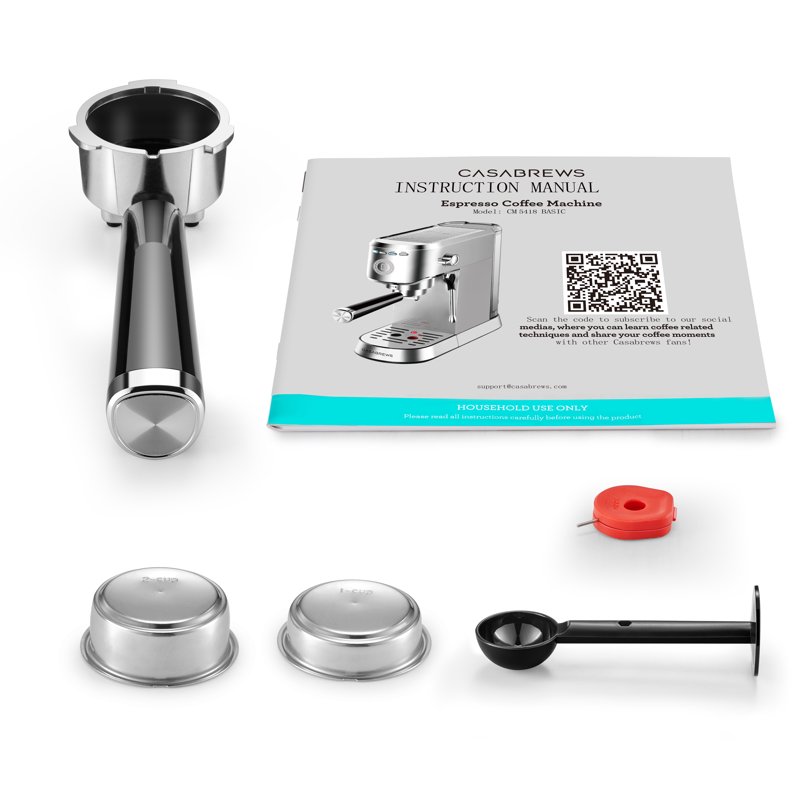 CASABREWS 5418Basic Espresso Machine With 20-Bar Pressure 34 Oz Water Tank With Milk Frother Silver