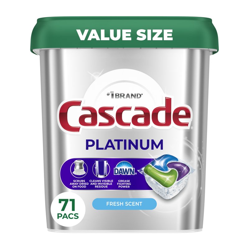 Cascade Platinum Dishwasher Pods Dishwasher Detergent Soap Tabs Fresh 71 Count