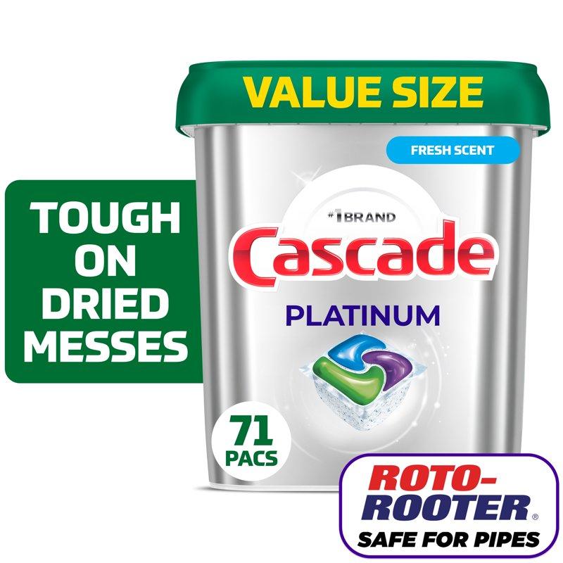 Cascade Platinum Dishwasher Pods Dishwasher Detergent Soap Tabs Fresh 71 Count