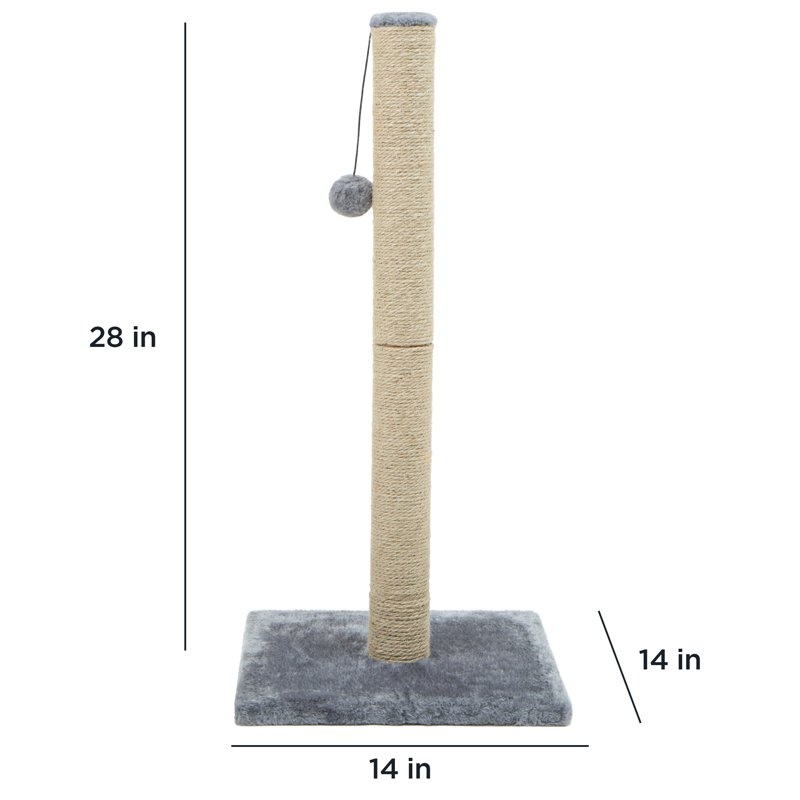 Cat Craft Jute Fiber Cat Scratching Post With Replaceable Dangle Toy Gray