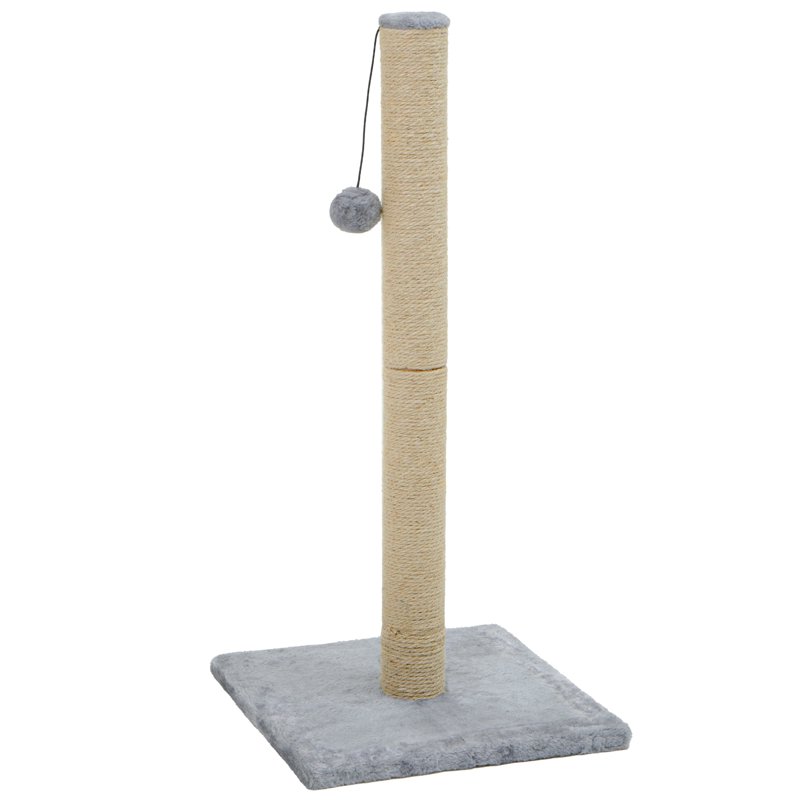 Cat Craft Jute Fiber Cat Scratching Post with Replaceable Dangle Toy Gray