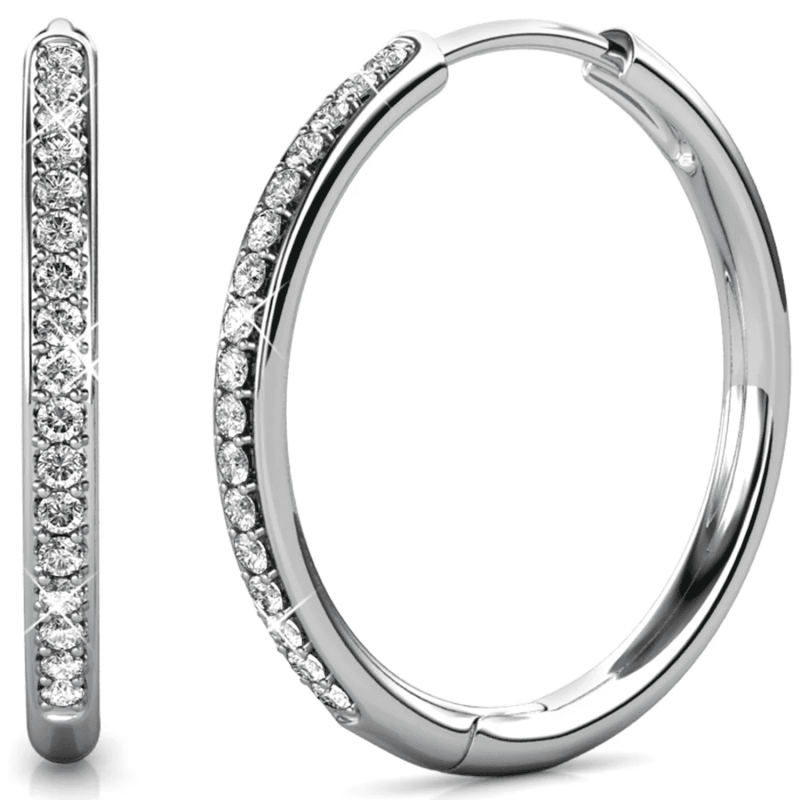 Cate & Chloe Bianca 18k White Gold Plated 25mm Hoop Earrings With Swarovski Crystals For Women