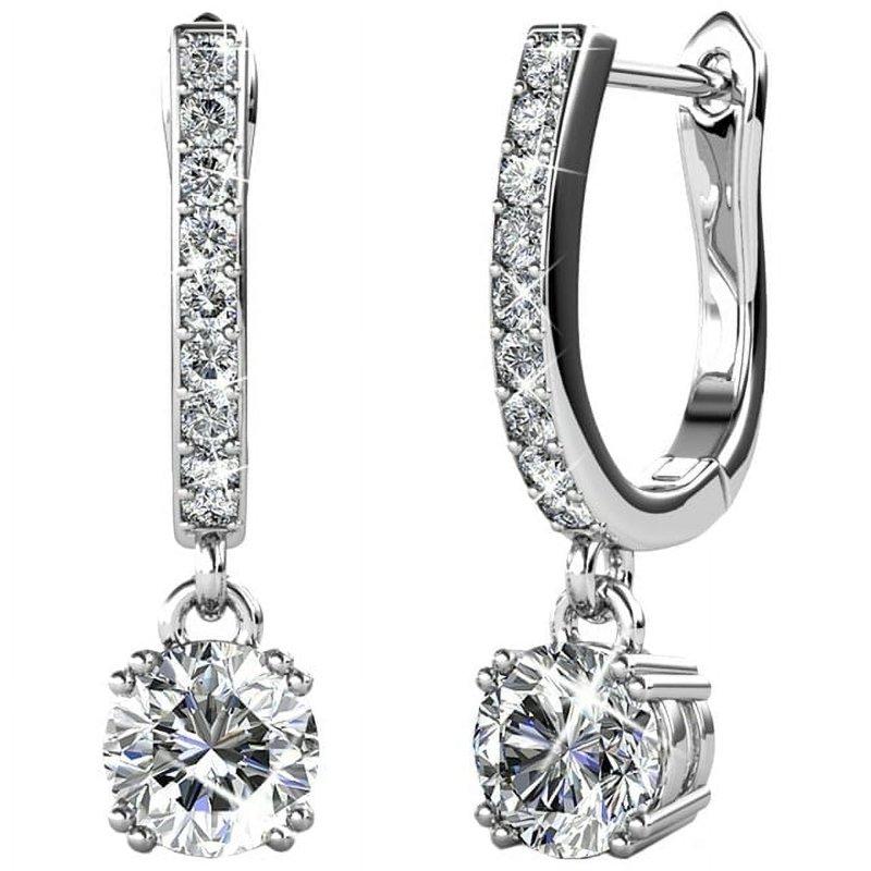 Cate & Chloe McKenzie 18k White Gold Plated Drop Dangle Earrings with Swarovski Crystals for Women