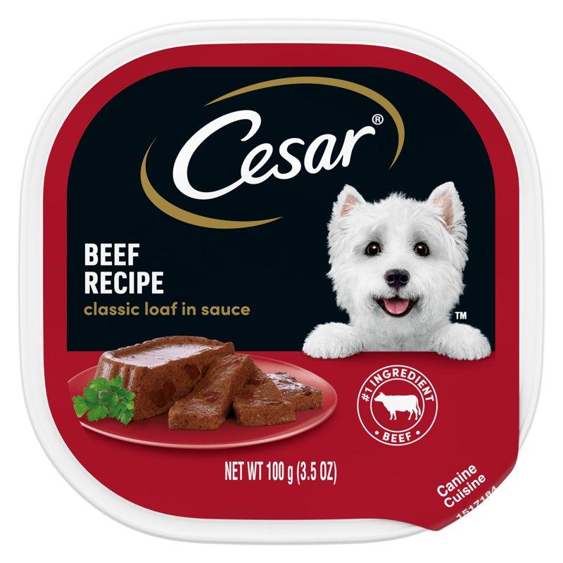 Cesar Classic Loaf In Sauce Beef Recipe Wet Dog Food 3.5 Oz Tray