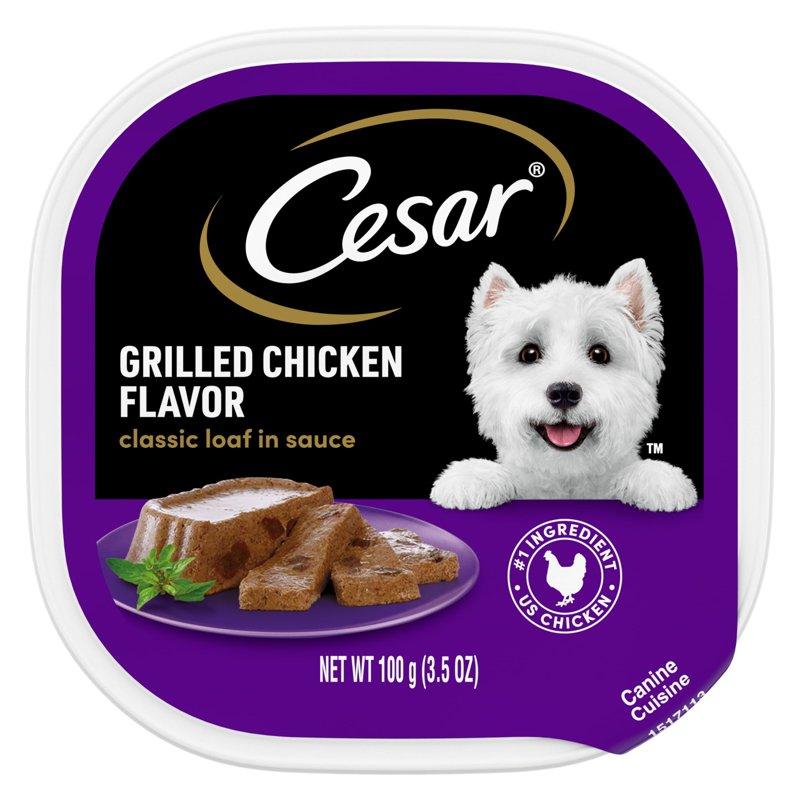 Cesar Classic Loaf In Sauce Grilled Chicken Wet Dog Food 3.5 Oz Easy Peel Tray