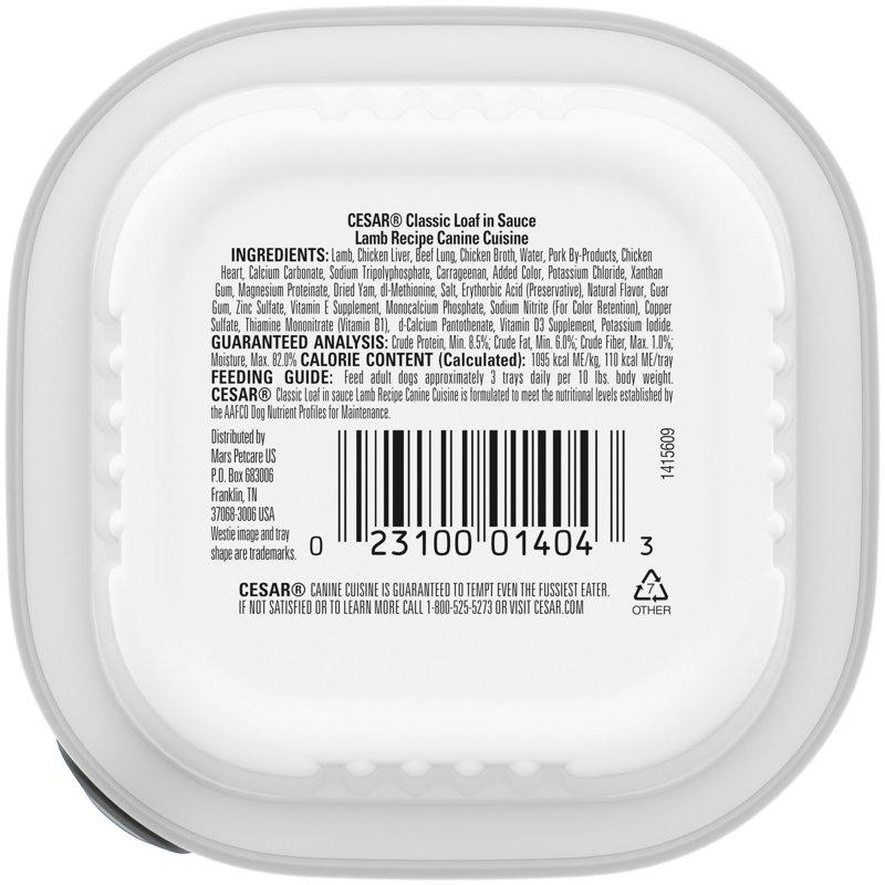 Cesar Classic Loaf In Sauce Lamb Recipe Wet Dog Food 3.5 Oz