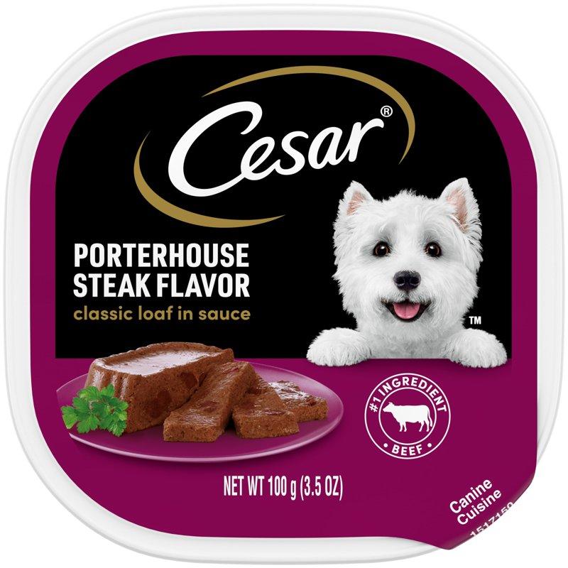 Cesar Classic Loaf In Sauce Porterhouse Steak Wet Dog Food 3.5 Oz Tray