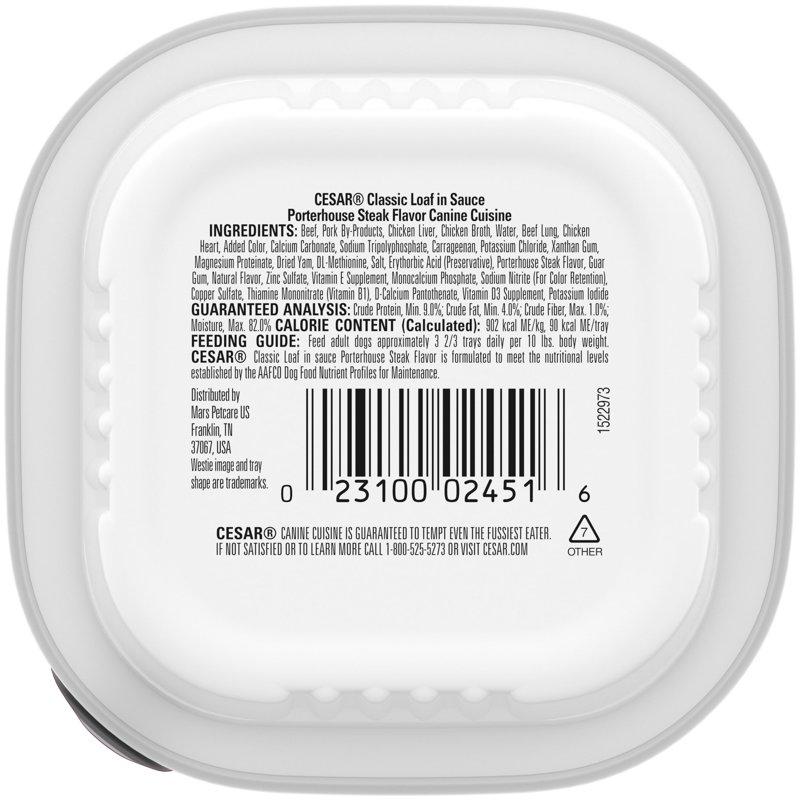 Cesar Classic Loaf In Sauce Porterhouse Steak Wet Dog Food 3.5 Oz Tray