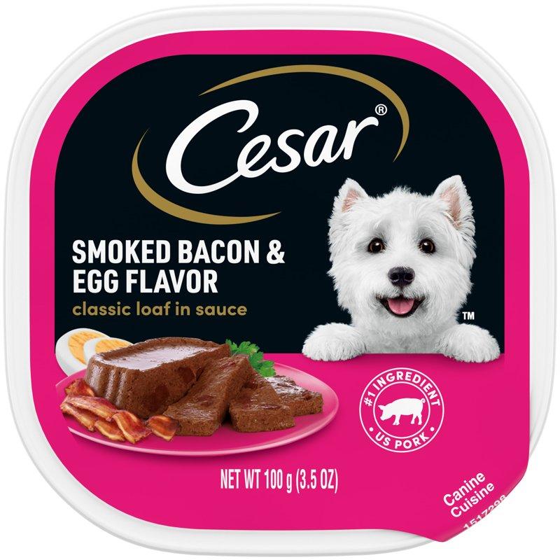 Cesar Classic Loaf In Sauce Smoked Bacon And Egg Wet Dog Food 3.5 Oz Tray