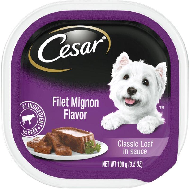 CESAR Soft Wet Dog Food Classic Loaf in Sauce Filet Mignon Flavor 3.5 oz. Easy Peel tray