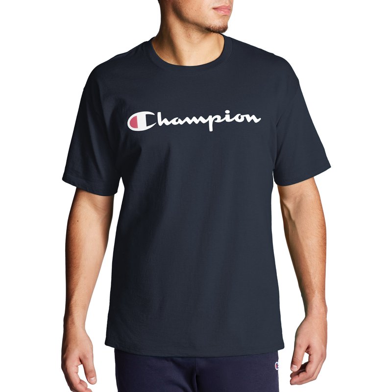 Champion Men's and Big Men's Script Logo Classic Jersey Graphic Tee Shirt Sizes S-2XL