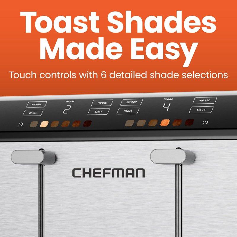 Chefman 4 Slice Toaster W/ Touchscreen Shade Settings Stainless Steel