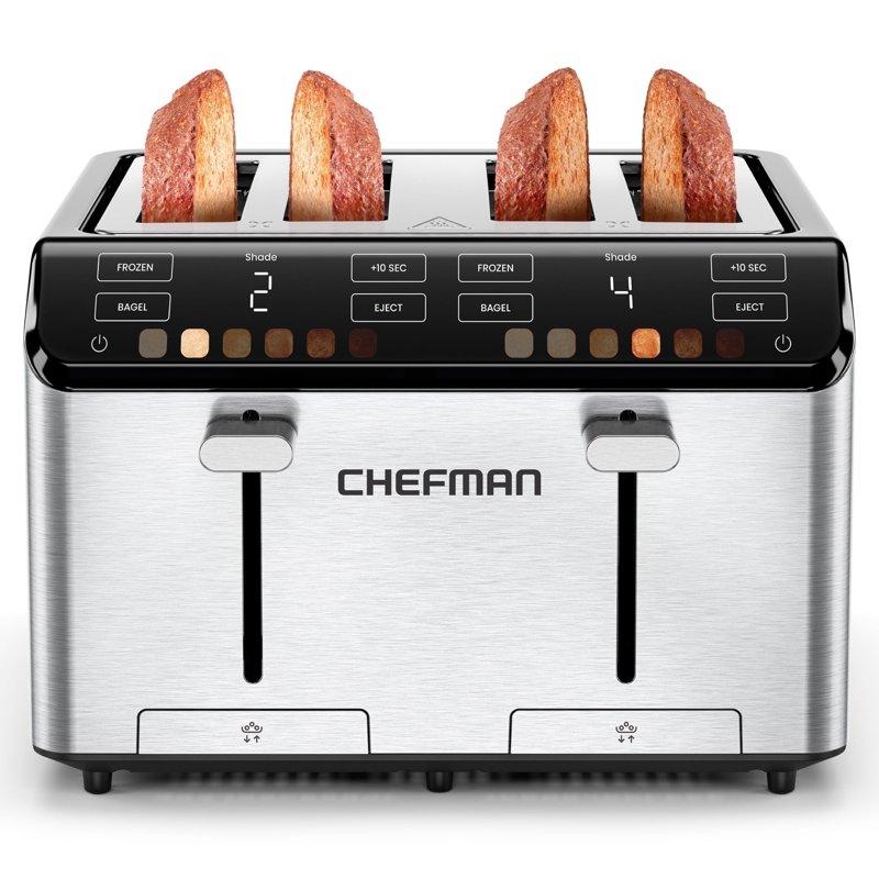 Chefman 4 Slice Toaster w/ Touchscreen Shade Settings Stainless Steel