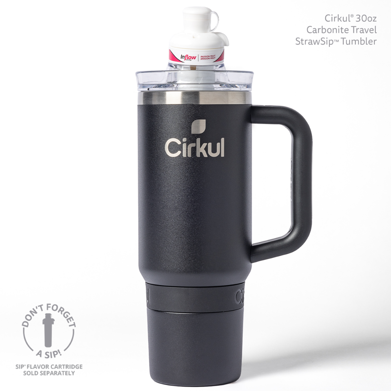 Cirkul 30oz Travel StrawSip Double-Wall Insulated Stainless Steel Tumbler With Handle Carbonite (Black)