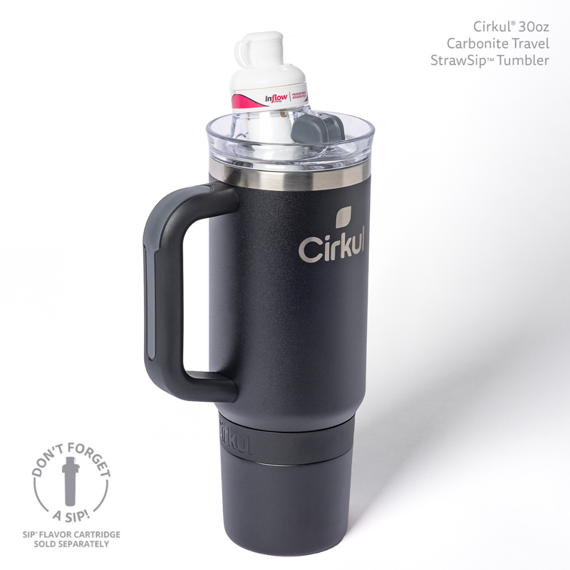 Cirkul 30oz Travel StrawSip Double-Wall Insulated Stainless Steel Tumbler With Handle Carbonite (Black)