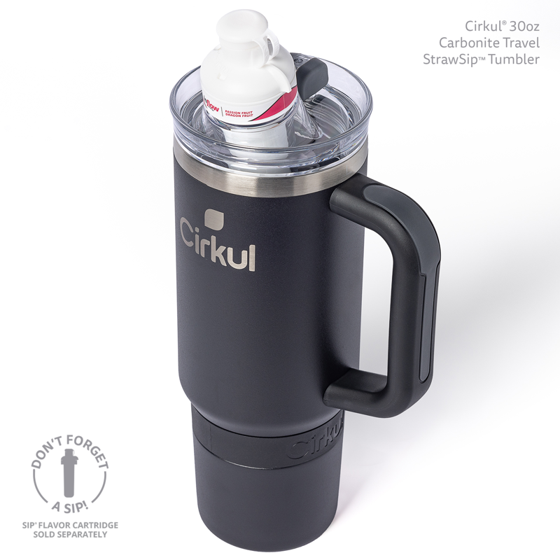 Cirkul 30oz Travel StrawSip Double-Wall Insulated Stainless Steel Tumbler With Handle Carbonite (Black)