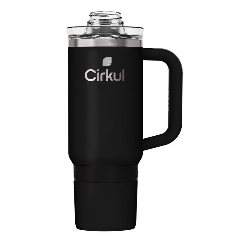 Cirkul 30oz Travel StrawSip Double-Wall Insulated Stainless Steel Tumbler with Handle Carbonite (Black)