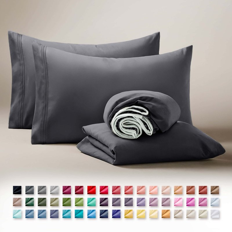 Clara Clark Queen Sheets Set 1800 Series 4 Piece Deep Pocket Sheets 100% Soft Microfiber Bed Sheets Set Gray