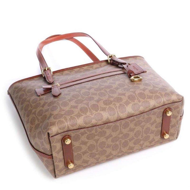COACH Womens Coated Canvas Signature Taylor Tote Tan Rust CC402-B4NQ4 One Size