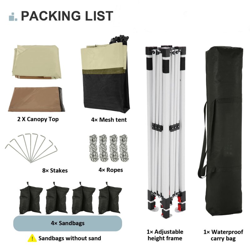 COBIZI 12x12 Outdoor Gazebo Pop Up Gazebo Canopy With Mosquito Netting Patio Tent Backyard Canopy With 2-Tiered Vented Top 3 Adjustable Height Beige