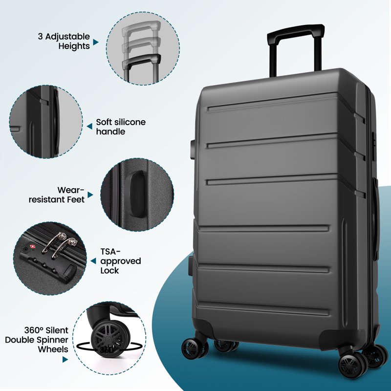 COBIZI 3 Piece Luggage Sets Hardshell Hardside TSA Lock Lightweight Durable Spinner Wheels Suitcase