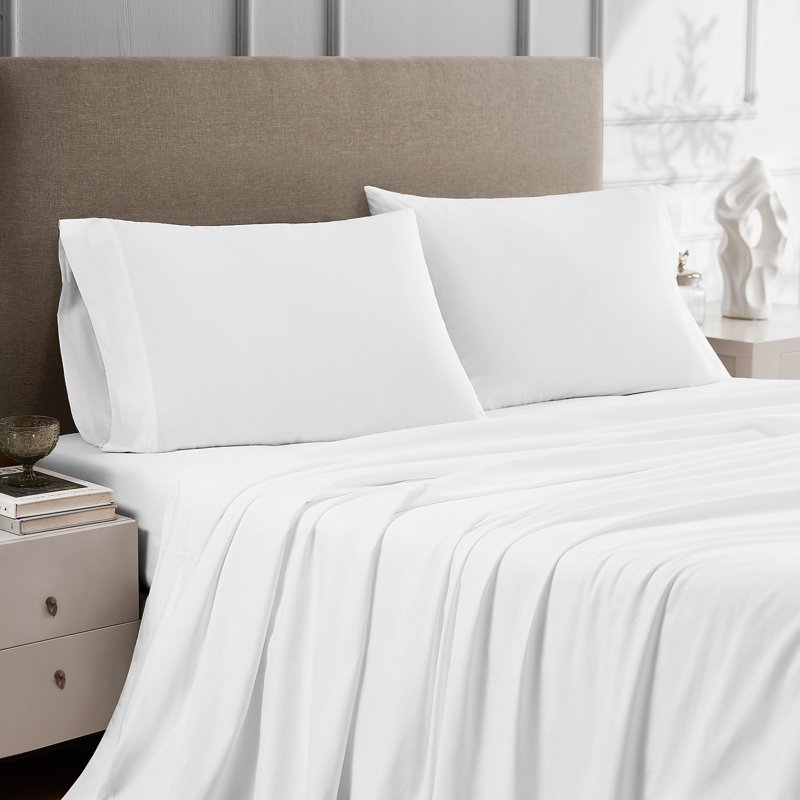 Color Sense 100% Cotton Percale Cool & Crisp 3-Piece Bedsheet Set Twin White