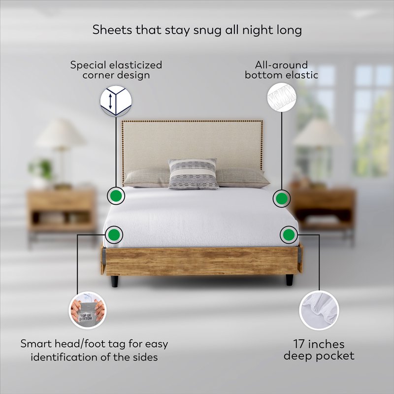 Color Sense 100% Cotton Percale Cool & Crisp 3-Piece Bedsheet Set Twin White