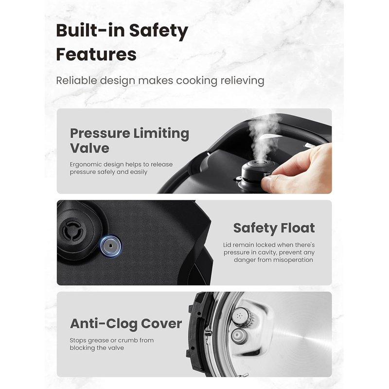 COMFEE’ 6QT Electric Pressure Cooker 9-in-1 Instant Multi Cooker Olla De Presion Rice Cooker Slow Cooker Steamer Sauté Yogurt Maker Non-Stick Pot