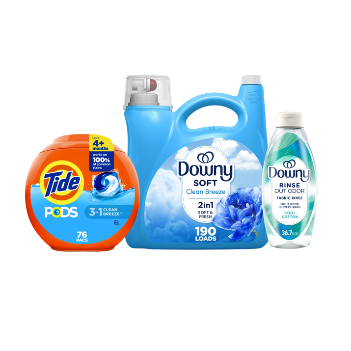 Complete Freshness Laundry Bundle: Tide PODS Downy Fabric Softener and Odor Rinse