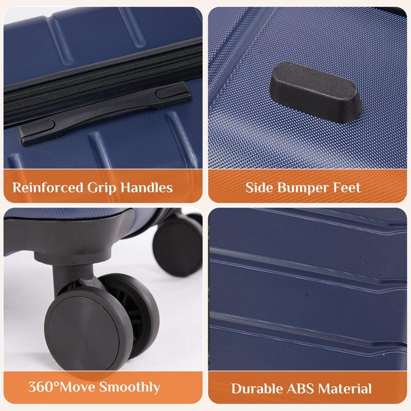 CONCETTA 3 Pcs ABS Hardside Luggage Sets Lightweight Expandable Hard Shell Rolling Suitcase TSA Lock Spinner Wheel Suit Cases Blue