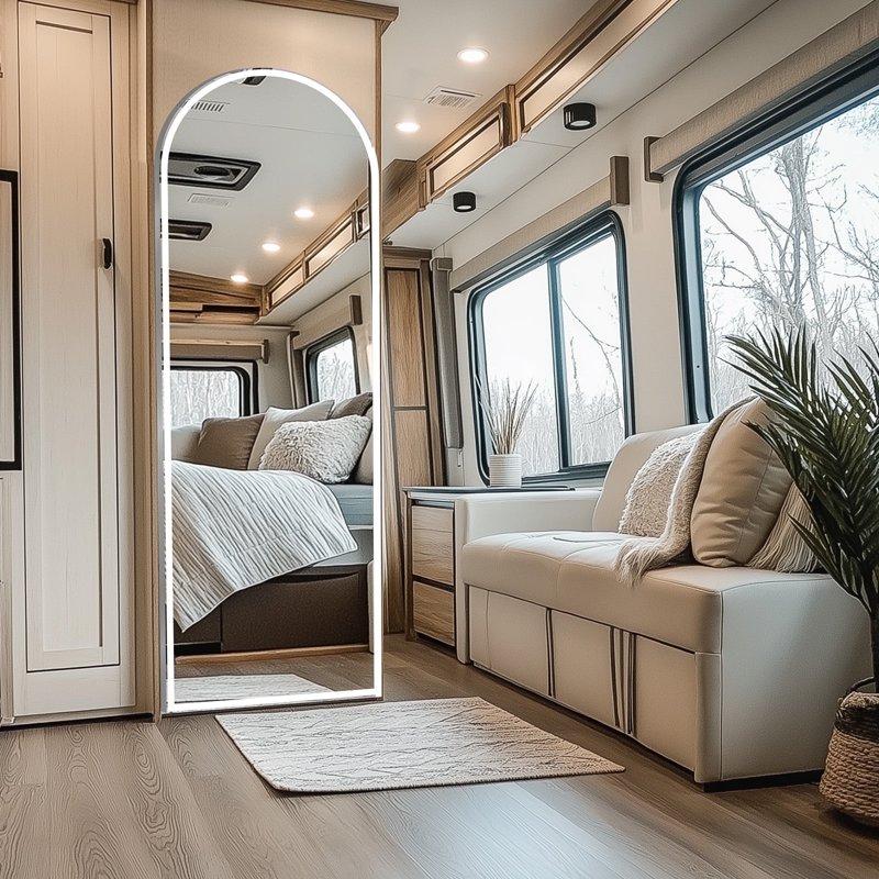 CONCETTA 60"x16" LED Arched Full Length Mirror Lighted Full Body Mirror With Aluminum Frame And Polished Glass For Bedroom