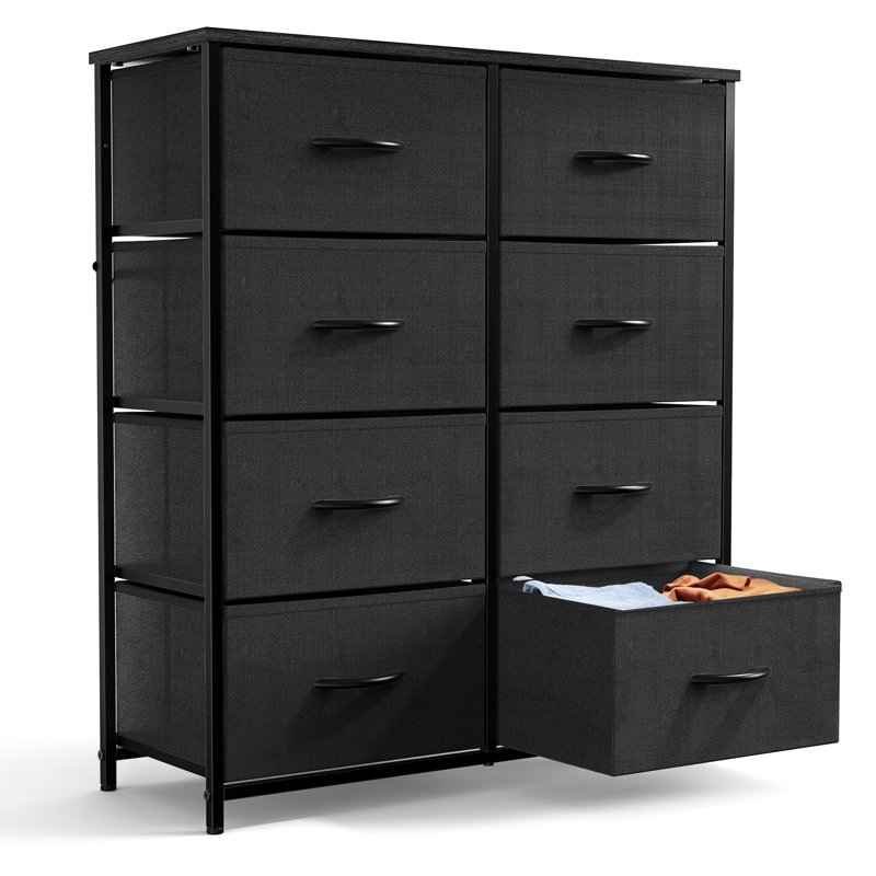 CONCETTA 8-Drawer Fabric Dresser Storage Chest For Bedroom Closet Entryway Storage Furniture For Adults Black
