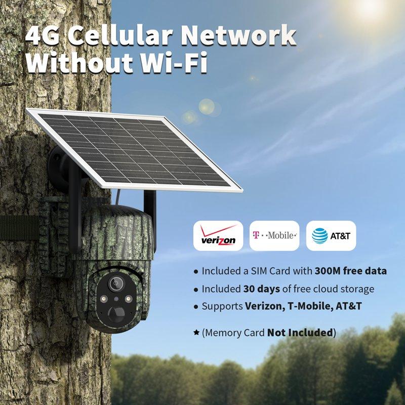 Conico 4G LTE Cellular Trail Camera Solar Powered Game Camera With PIR Motion 2K Night Vision 2-Way Audio App Alerts Wireless IP65 Waterproof For Hunting Outdoor Farm Wildlife