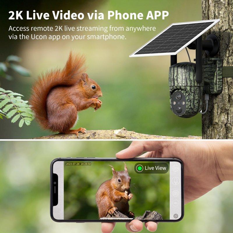 Conico 4G LTE Cellular Trail Camera Solar Powered Game Camera With PIR Motion 2K Night Vision 2-Way Audio App Alerts Wireless IP65 Waterproof For Hunting Outdoor Farm Wildlife