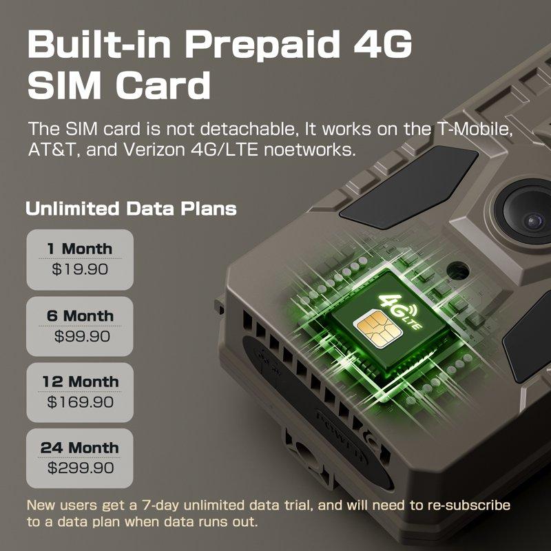 Conico Solar Cellular Trail Camera 4G LTE Hunting Game Camera With 2k HD Night Vision 82FT Motion Activated 0.2s IP66 Waterproof For Outdoor Wildlife Detection