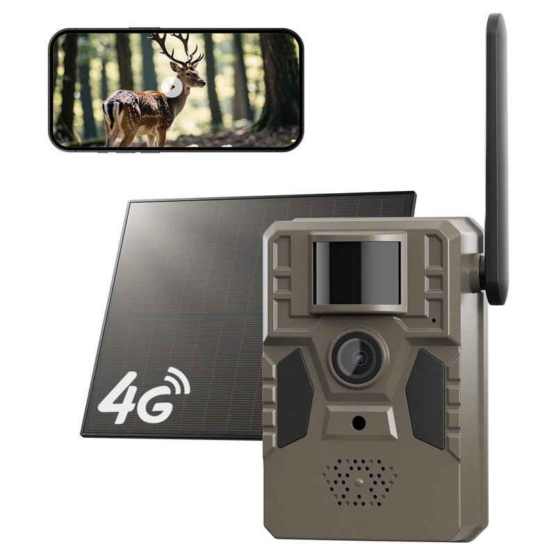 Conico Solar Cellular Trail Camera 4G LTE Hunting Game Camera with 2k HD Night Vision 82FT Motion Activated 0.2s IP66 Waterproof for Outdoor Wildlife Detection