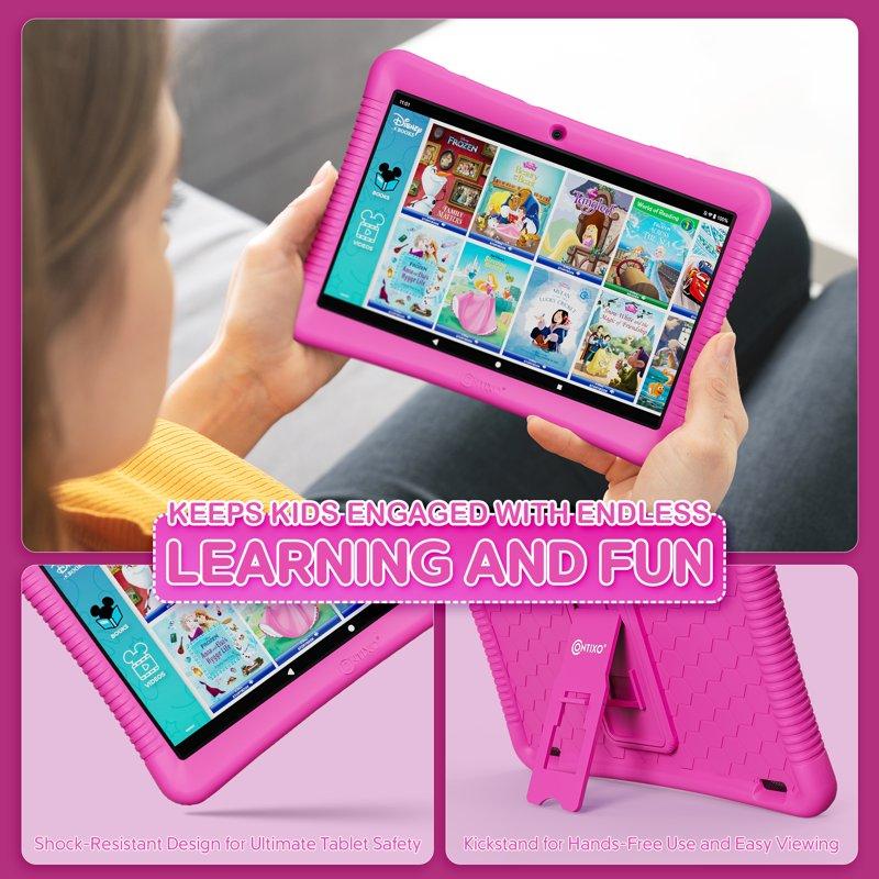 Contixo 10" Kids Tablet 2025 Model 80 FREE Disney Storybooks Educational Android Tablet For Kids 3-12 32GB Parental Controls Kid-Proof Case With Kickstand And Stylus - Pink