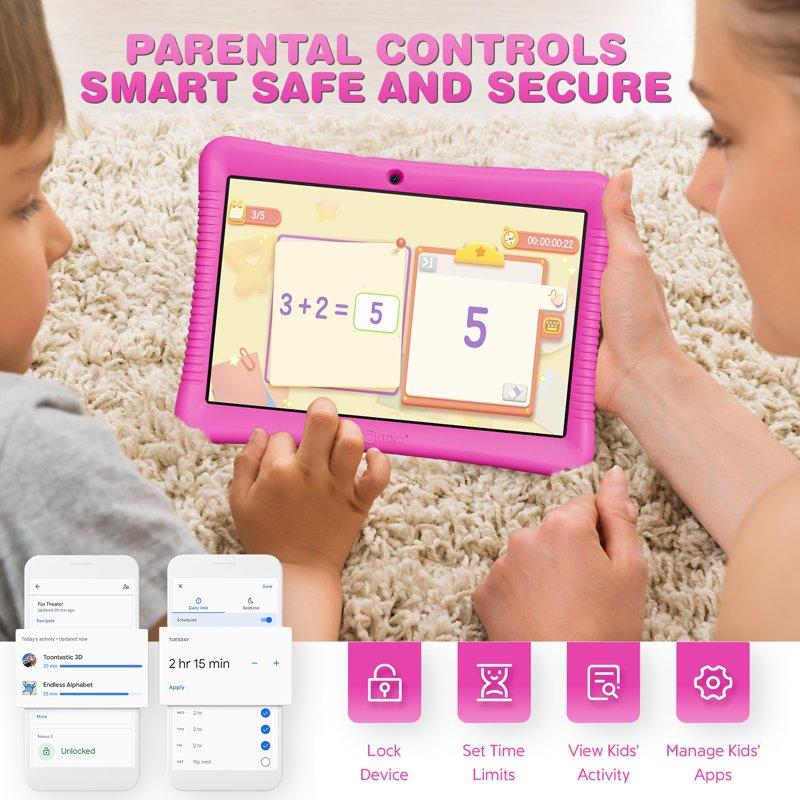 Contixo 10" Kids Tablet 2025 Model 80 FREE Disney Storybooks Educational Android Tablet For Kids 3-12 32GB Parental Controls Kid-Proof Case With Kickstand And Stylus - Pink