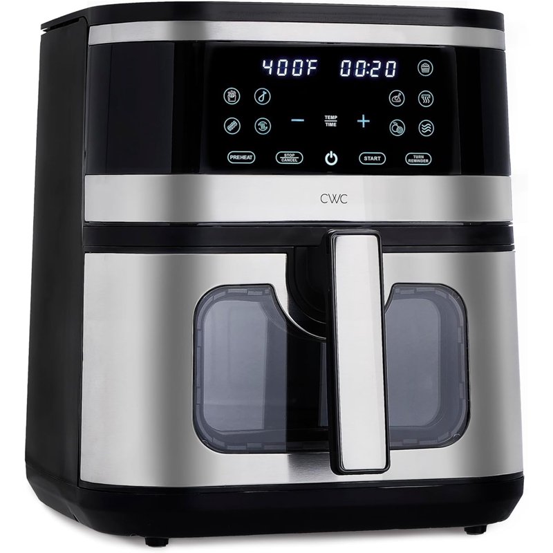 COOK WITH COLOR Digital Air Fryer 8.5-Quart Stainless Steel Air Fryer Kitchen Appliance Black