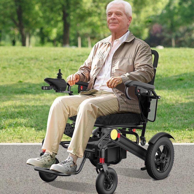 COOLHUT Electric Wheelchair 30+ Miles Long Travel Range Foldable & Lightweight Motorized Wheelchair With Safety Features 2 Lithium Battery Ideal For Seniors & Travel